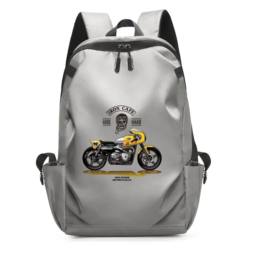 Funny Speed Race Motocross Printed Knapsack Versatile Women's Man Hip Hop Harajuku Waterproof Laptop USB Charger Backpack