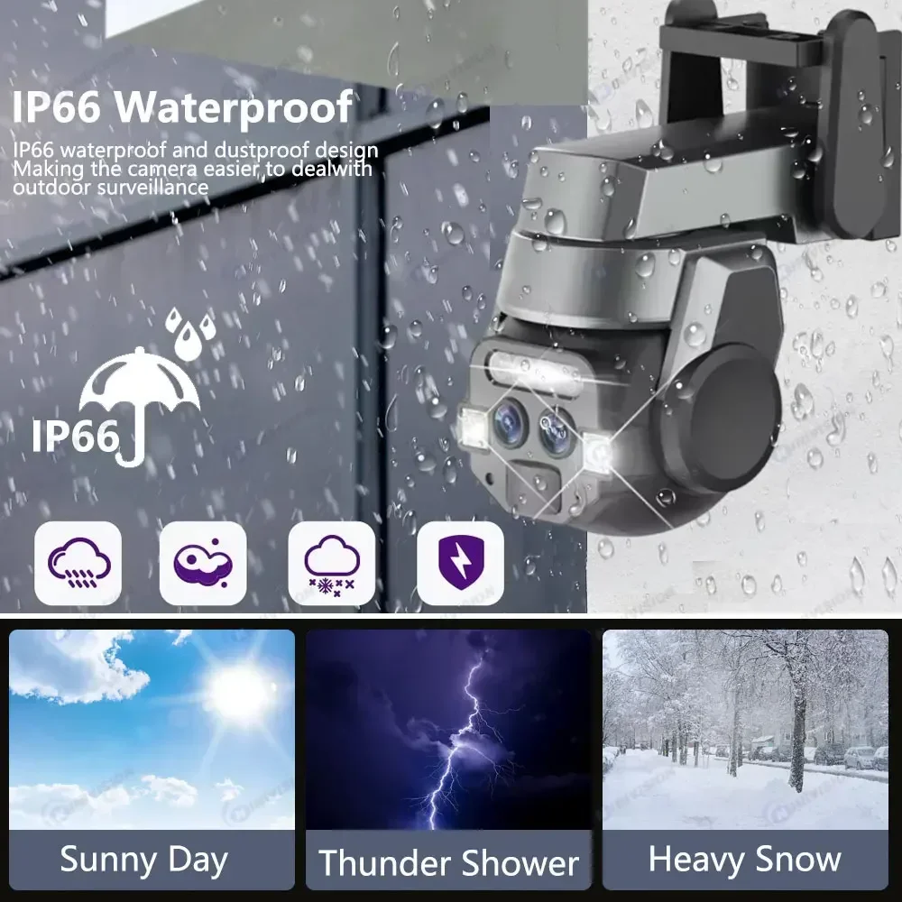 4K في الهواء الطلق AI ذكي واي فاي مجهر 10x البصريات التكبير 8MP عالية الوضوح اللون كاميرا مراقبة للرؤية الليلية IP66 مقاوم للماء