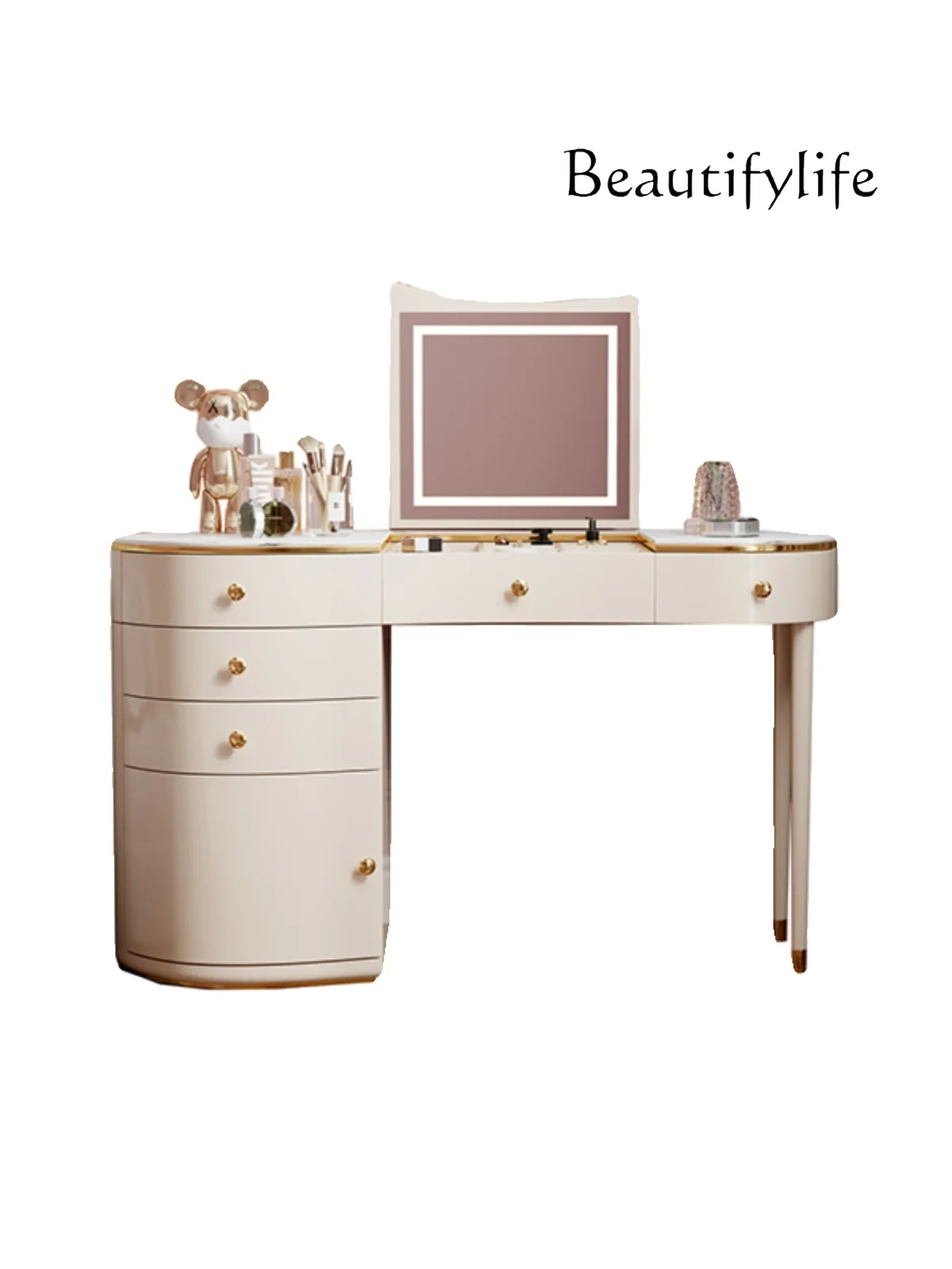 

Italian minimalist dresser, painted rock slab, makeup table, storage cabinet, makeup table integrated, multi-functional light