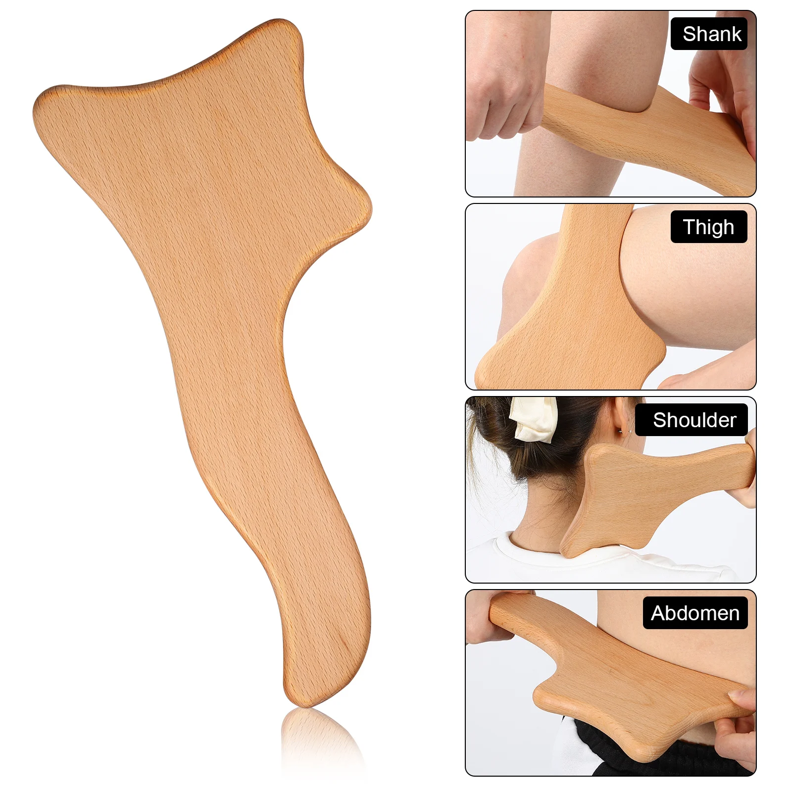 6 Pcs Massage Roller Tools Wooden Therapy Lymph Massager Back for Body Shaping Sculpting Baby