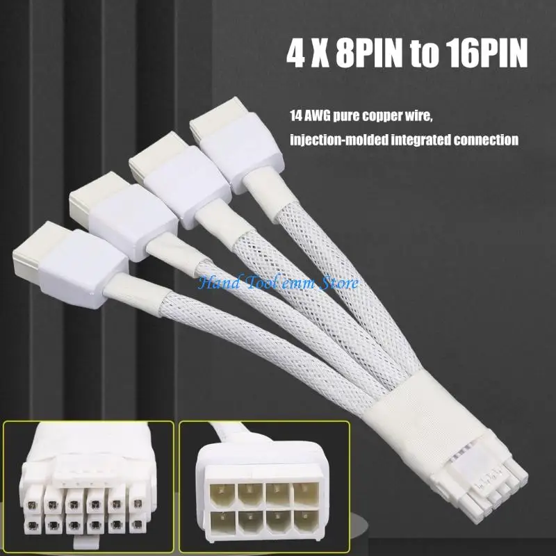 

H37F White 8Pin to 16Pin 12VHPWR GPU Power Cable for Graphics Cards Easy Installation