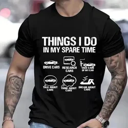 Things I Do in My Spare Time Funny Shirt for Men Car Lover Tshirts Car Enthusiast Clothes Short Sleeve Funny Dad Tee Shirt Homme