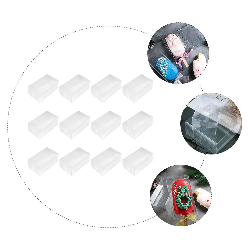 

12Pcs Clear Cake Boxes Small Square Tiramisu Cake Carriers Dessert Cupcake Holders Bakery Packaging Square Tiramisu Box