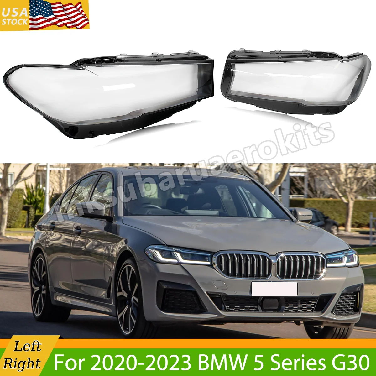 

For BMW 5 Series G30 530i 540i 550i 2020-2023 Headlamp Lens Cover Left Right Lampshade Transparent Shell