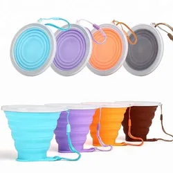 200ml Folding Cups BPA FREE Food Grade Water Cup Travel Silicone Retractable Coloured Portable Outdoor Coffee Handcup