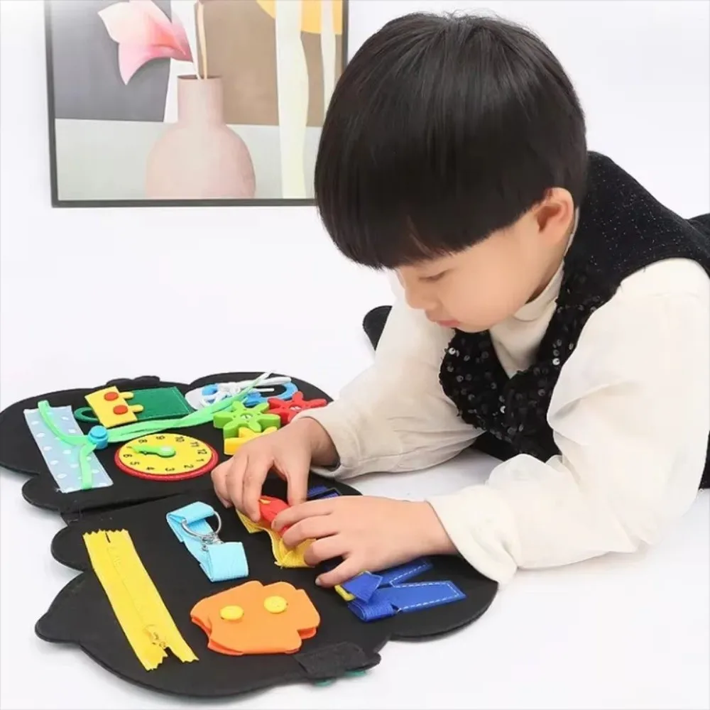 

Felt Material Kids Montessori Toy Dressing Board Hand-eye Coordination Busy Board Hand Exercise Fine Motor Skills Toy