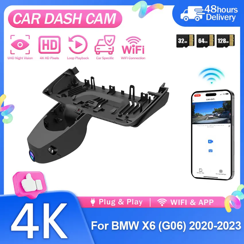 4K Dash Cam Night vision for BMW X6 G06 F16 F96 (3rd Gen) 2020-2023 Plug and Play Video Recorder Car Accessories