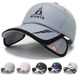 Unisex Summer Baseball Cap Men Retractable Sunshade Sun Hat Letter Printed Outdoor Breathable Mesh Hiking Golf Tennis Bucket Cap