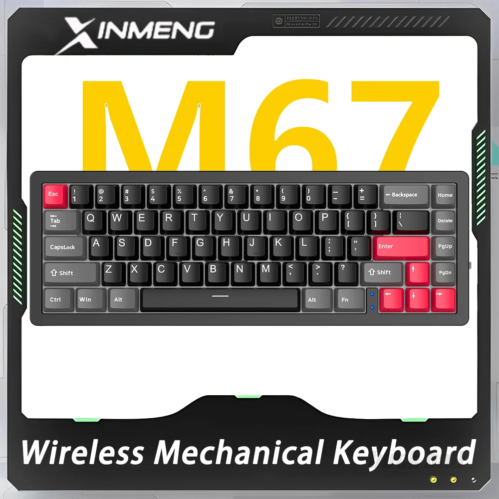 

XINMENG M67 Mechanical Keyboard Aluminum Kits Three Mode RGB Side Light Wireless Gaming Keyboard Gasket Hot Swap Pc Gamer Mac