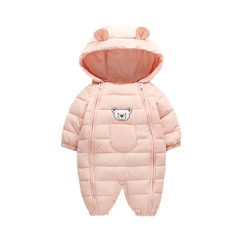 RAISE 2024 Autumn Winter Baby Girls Romper Thick Cartoon Ear Hooded Baby Boys Snowsuit Toddler Cotton Overalls Newborn Jumpsuits