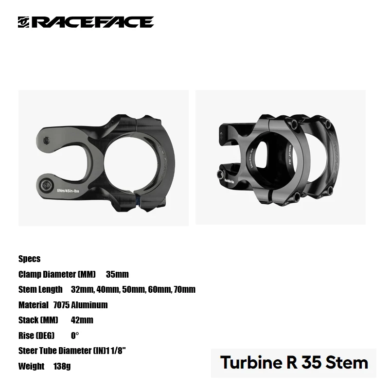 RACEFACE Turbine R 35 Stem King Of The Mountain 35mm Clamp Diameter 7075 Aluminum 42mm Stack 0° Rise