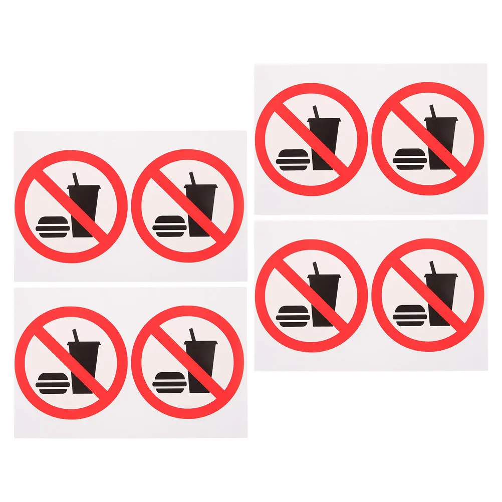 4pcs No Food Or Drink Stickers Durable Waterproof Pvc Self-Adhesive Door Wall Signs For Office Warehouse Restaurant Clean