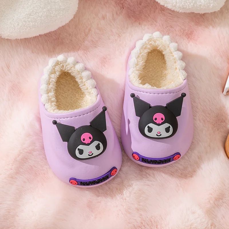 سانريو فتاة سينامورول Kawaii موضة الشتاء نعال من القطن طالب الكرتون الصوف مبطن الدفء الطفل النعال نمط جديد #5