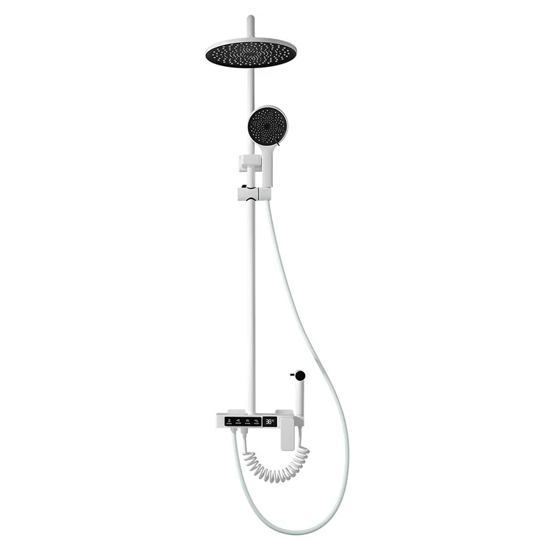 

White digital display constant temperature shower shower set bathroom pressurization nozzle