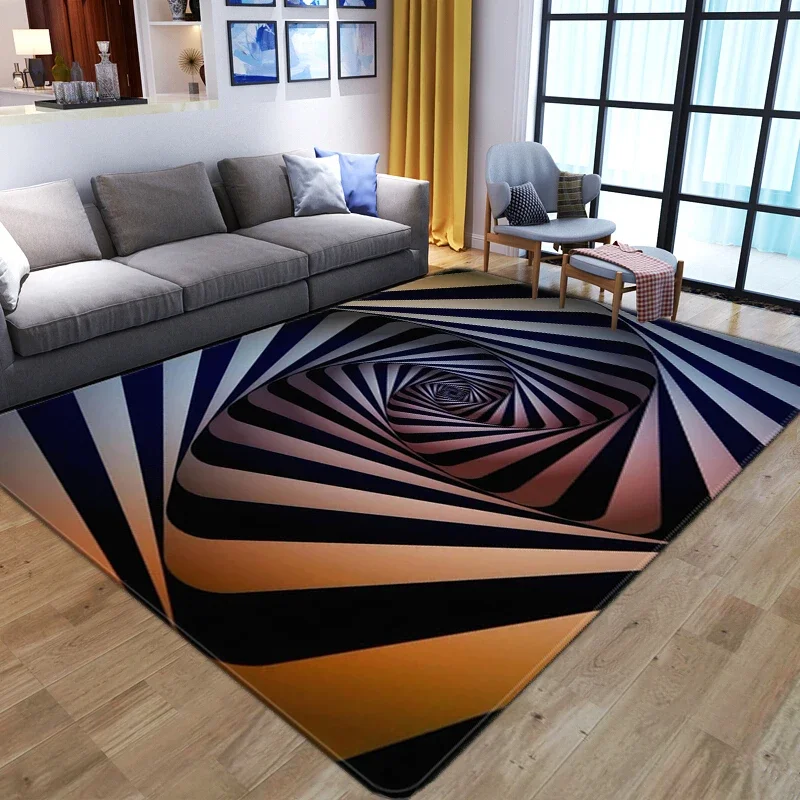 3D Vortex Illusion Carpet Entrance Door Floor Mat Abstract Geometric Optical Doormat Non-slip Floor Mat Living Room Decor Rug