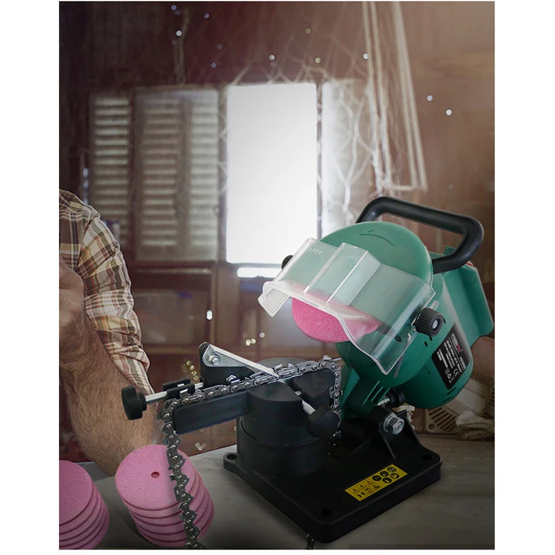 220V Portable Electric Chainsaw Chain Sharpener, Brushed Motor Saw Tooth Grinding Tool for Garden Use