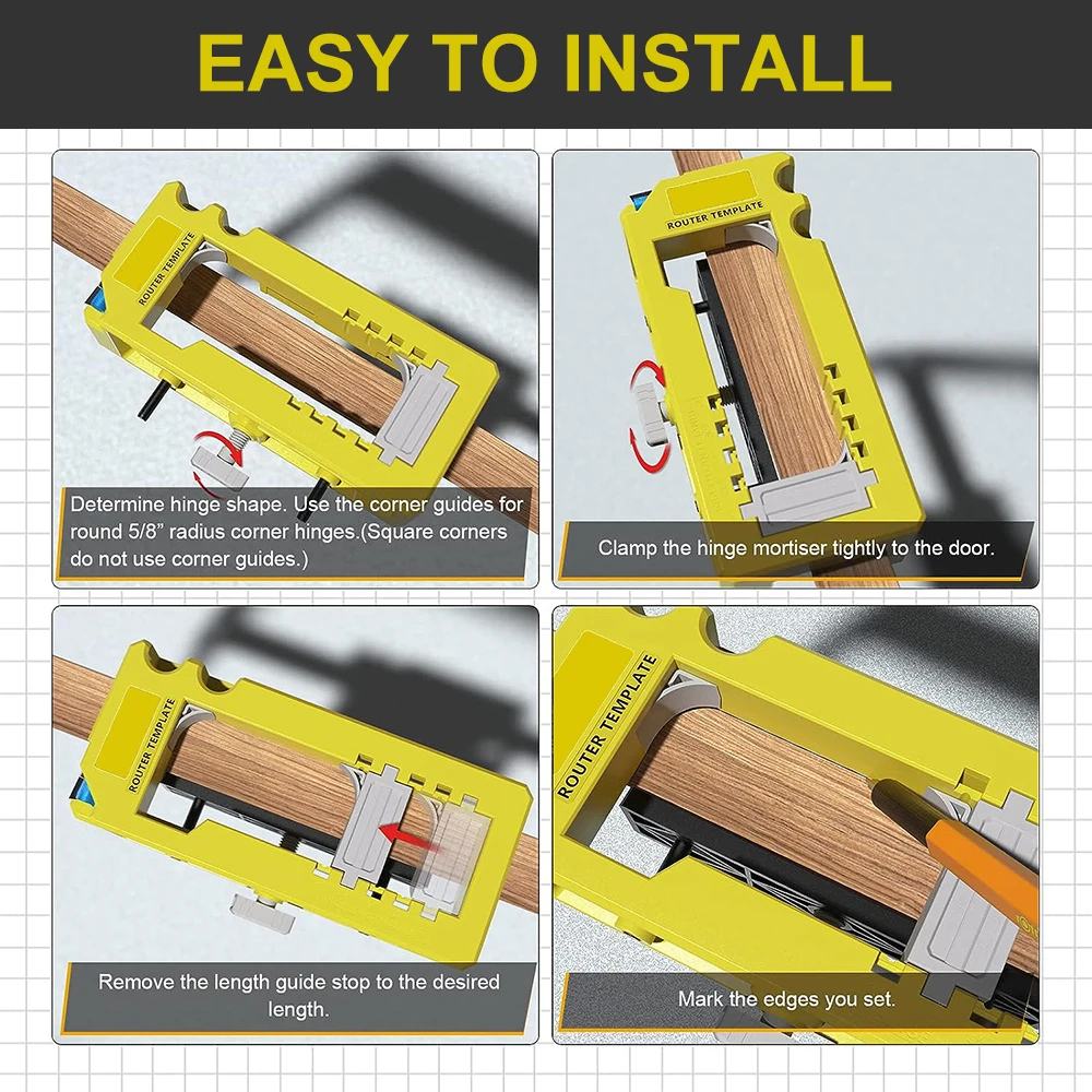 Door Hinge Jig Door Hinge Mortiser Hinge Installation Kit Door Hinge Router Template Positioner for 3-5 inch Hinges Mounting Jig