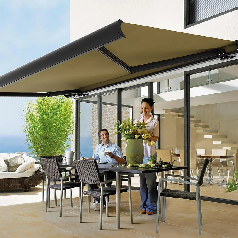 Electric Retract Heavy Duty Awning Outdoor 3.5m Manual Wall Mounted Garden Retractable Sun Shade Motorized Full Cassette Awning