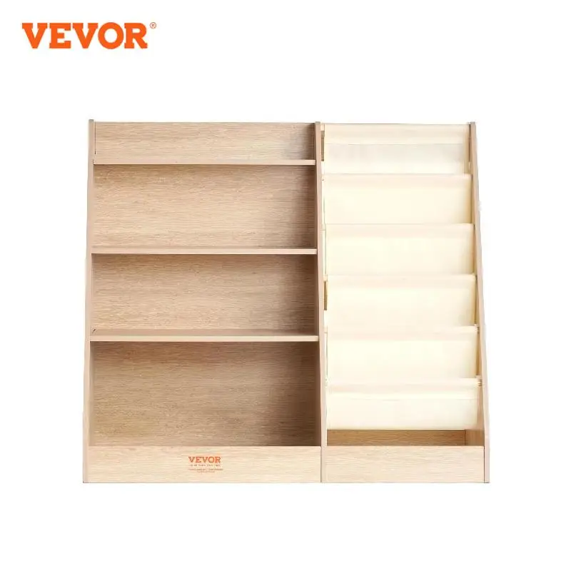 VEVOR Scaffale Libri per Bambini in Legno 4 Livelli, Libreria a Fionda 6 Strati, Scaffale per Libri per Bambini, Armadietto per Libri, per Camera dei Bambini, Sala Giochi, Asilo Nido