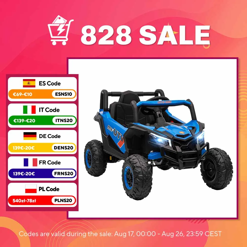 AIYAPLAY Coche Eléctrico para Niños UTV 12V con 2 Motores Control Remoto 2,4G Velocidad hasta 7 km/h Sistema de… — oferta en AliExpress