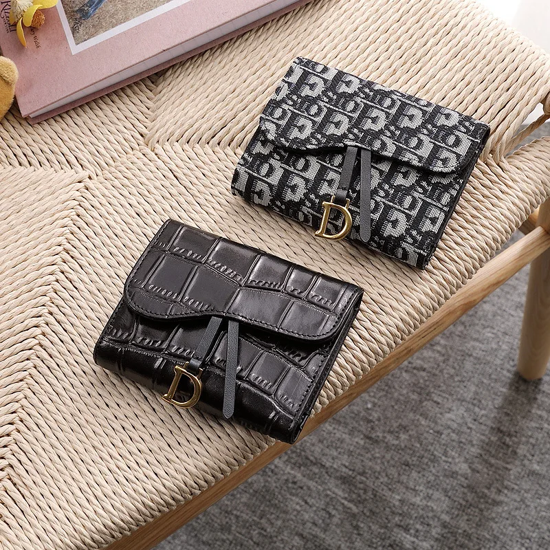 New Short Genuine Leather Wallet for Women Luxury Designer Card Wallet Crocodile Pattern 2024 Fashion Clutch Gift Box Packaging