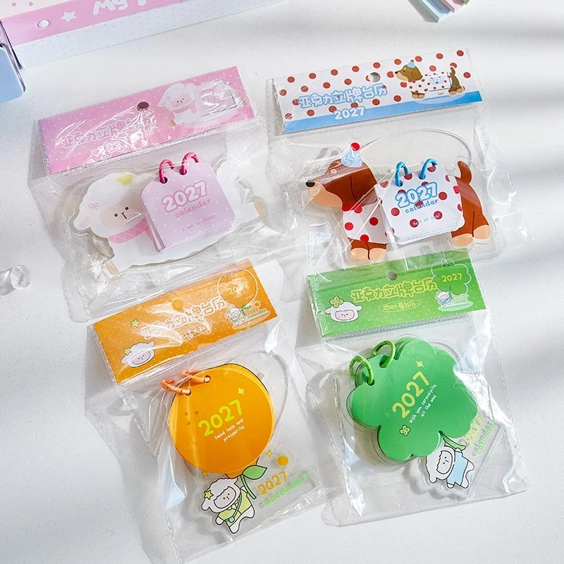 2027 New Acrylic Desk Calendar Cute Animal   Shaped Good-looking Desktop Decorations Mini Portable Calendar Books For Students