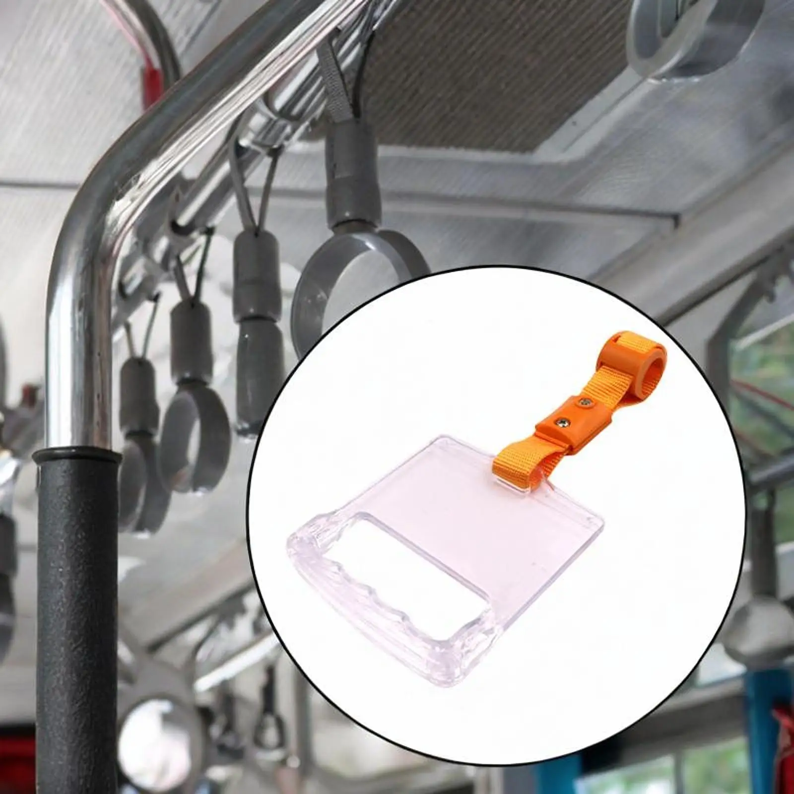 Transparent Handle Ring Car Handle Strap with Advertising Card Slot Non-slip Assist Handle for Subways Daily Commuters