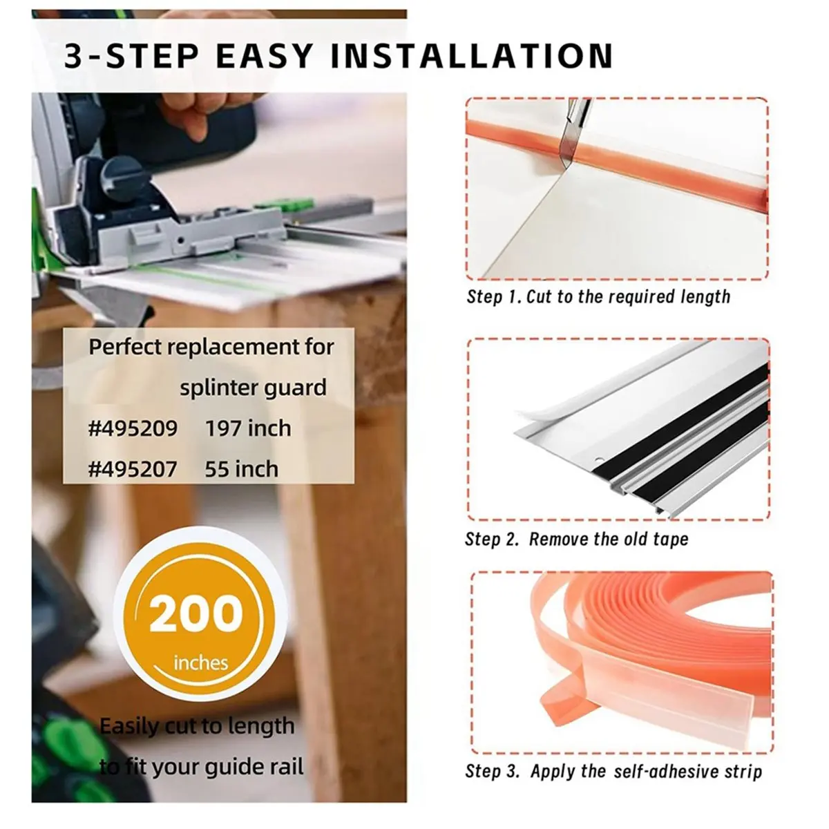 Best sales 2026 495209 for Splinter Guard Replacement Strip -SP 5000 Ideal for Track Saw Guide Rail