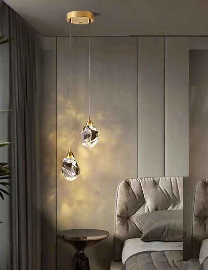 Light Luxury K9 Crystal Small Dhandelier Modern And Minimalist Restaurant Light Bar Counter Bedroom Bedside Long Line Light