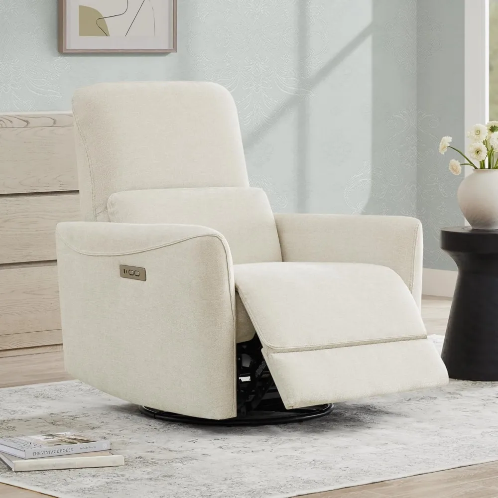 

Power Recliner Chair Swivel Glider, Upholstered Living Room Nursery Reclining Sofa Chairs with Lumbar Support, Office Chairs