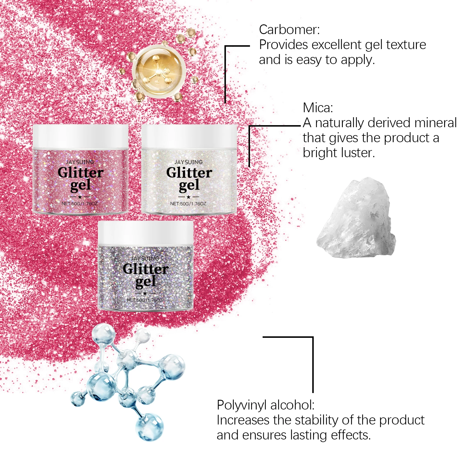 Gel con purpurina corporal, rosa, blanco, plateado, cara, pelo, uñas, brillo, sombra de ojos, lentejuelas brillantes, decoración de maquillaje para Festival de sirena