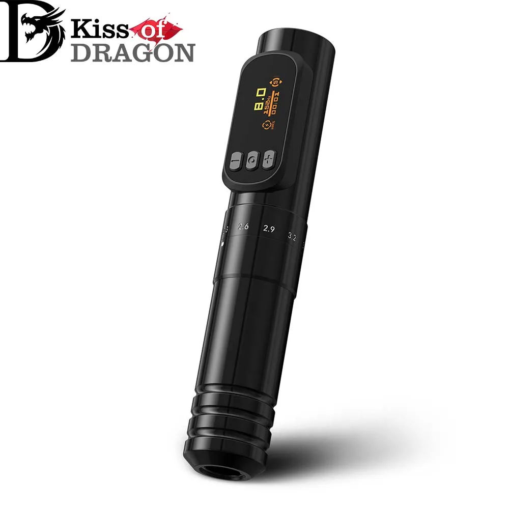 

Kiss of Dragon Wireless Tattoo Machine Pen Adjustable 2.0-3.5mm Strokes Pen Powerful Motor Supply Permanent Makeup for Artists