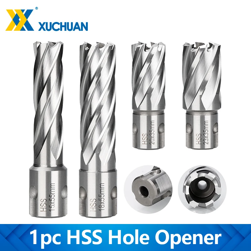 

XUCHUAN HSS Hole Opener 1pc 12-30mm Annular Cutter Metal Core Hollow Drill Bit Saw Cutter Opener for Metal Steel Cutting Tool