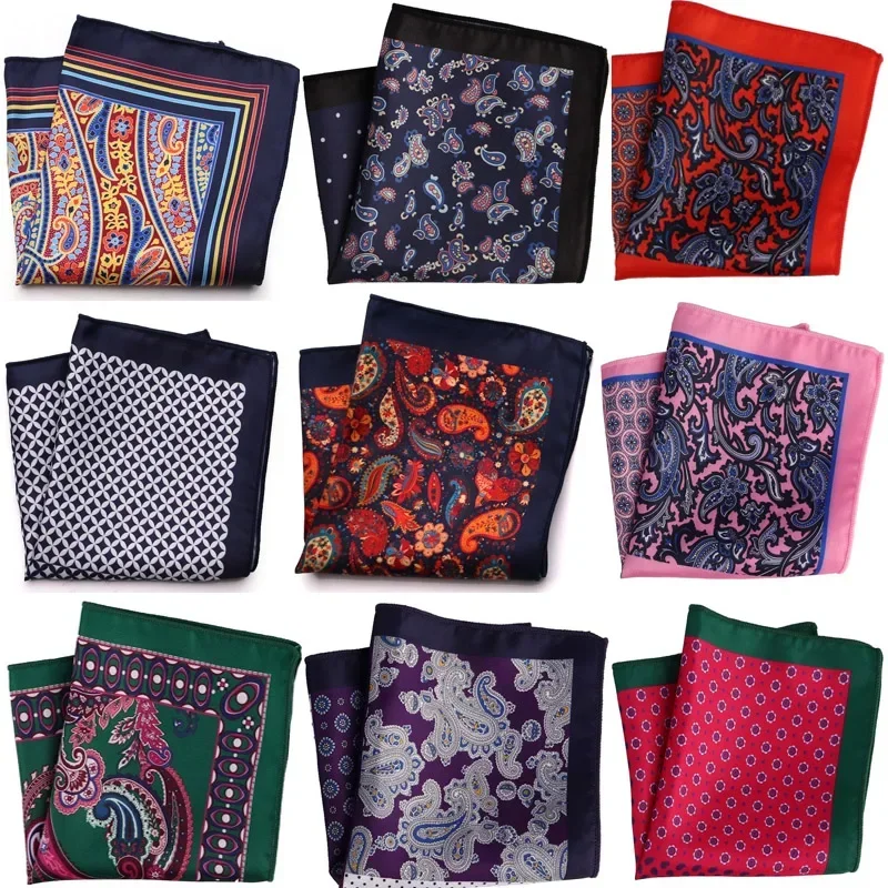 Fashion Accessories 48-color Man Hanky Pocket Square Handkerchief Paisley Design Houndstooth Printing Matching Pocket Scarf