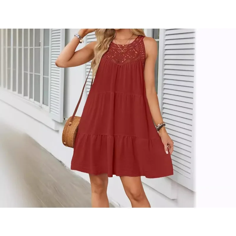 Spring/Summer 2026 openwork lace patchwork halterneck A-line dress