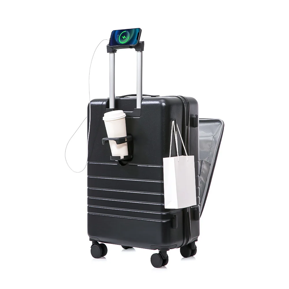 Front Opening Luggage with USB Cup Holder 20\