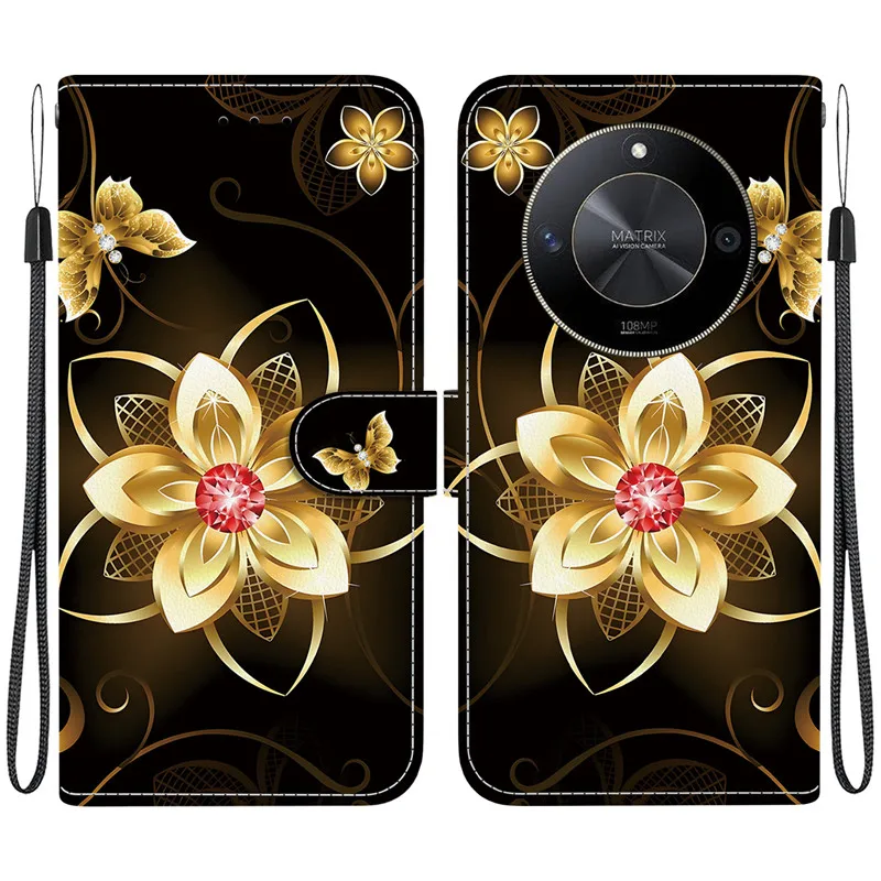 2025 محفظة جلدية قابلة للطي لهواوي الشرف Magic7 Lite Magic6 Magic 7 6 Pro 5G غطاء حالات حامل مغناطيسي نمط لطيف ثلاثية الأبعاد