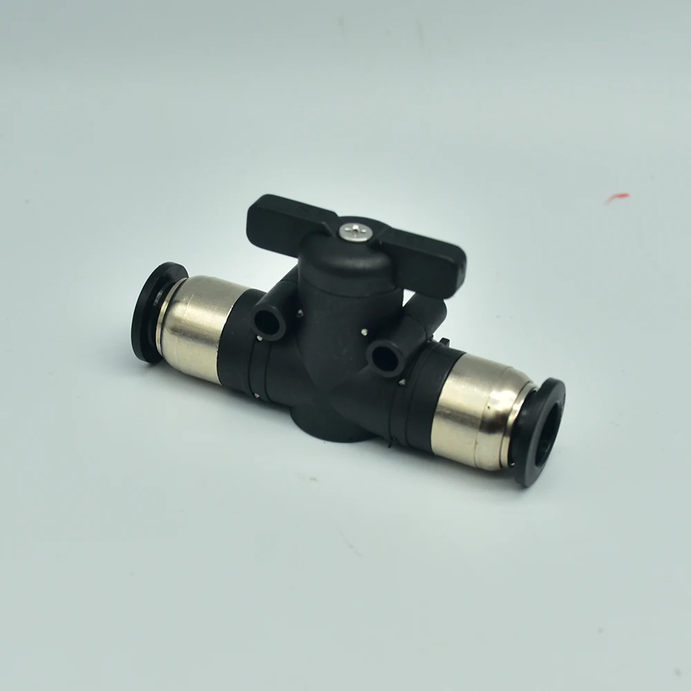 BUC 4mm 6mm 8mm 10mm 12mm Black Pneumatic Push In Quick Joint Connector Hand Valve To Turn Switch Manual Ball Current Limiting image 5
