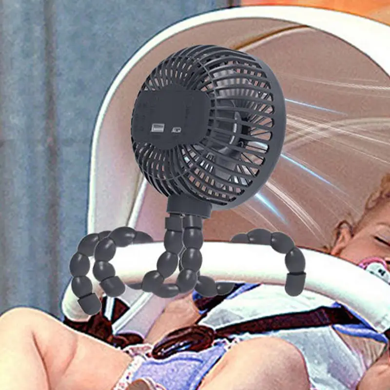 Clip On Fan For Crib USB Rechargeable Adjustable Crib Fan Portable Handheld Stroller Fan Lightweight Phone Holder For Camping