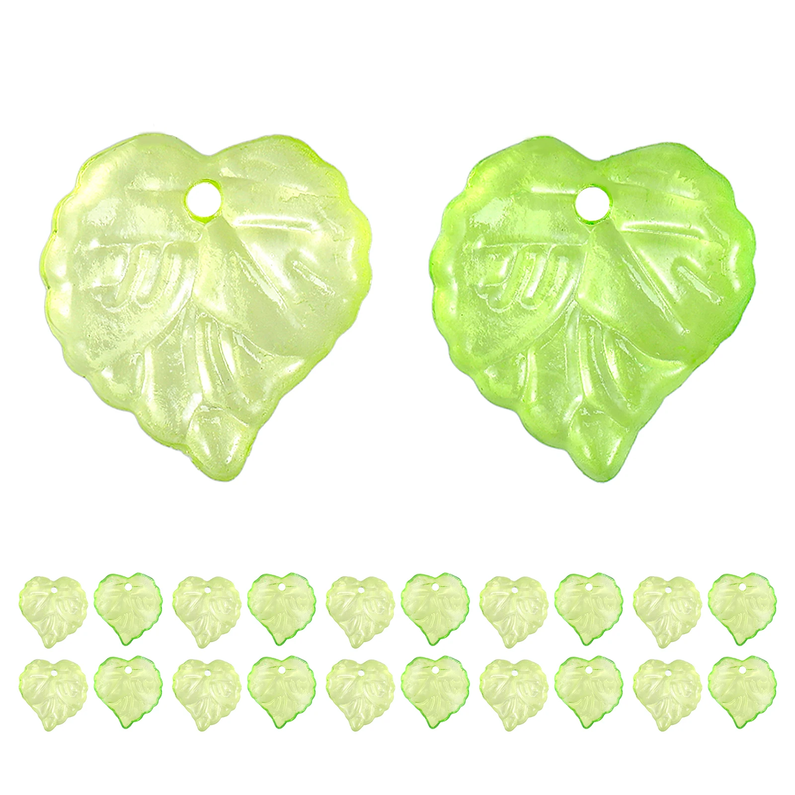 

200 Pcs Leaf Earring Charms Acrylic Pendants Green Jewelry Accessories Keychain Decor Craft Findings Gift Stylish
