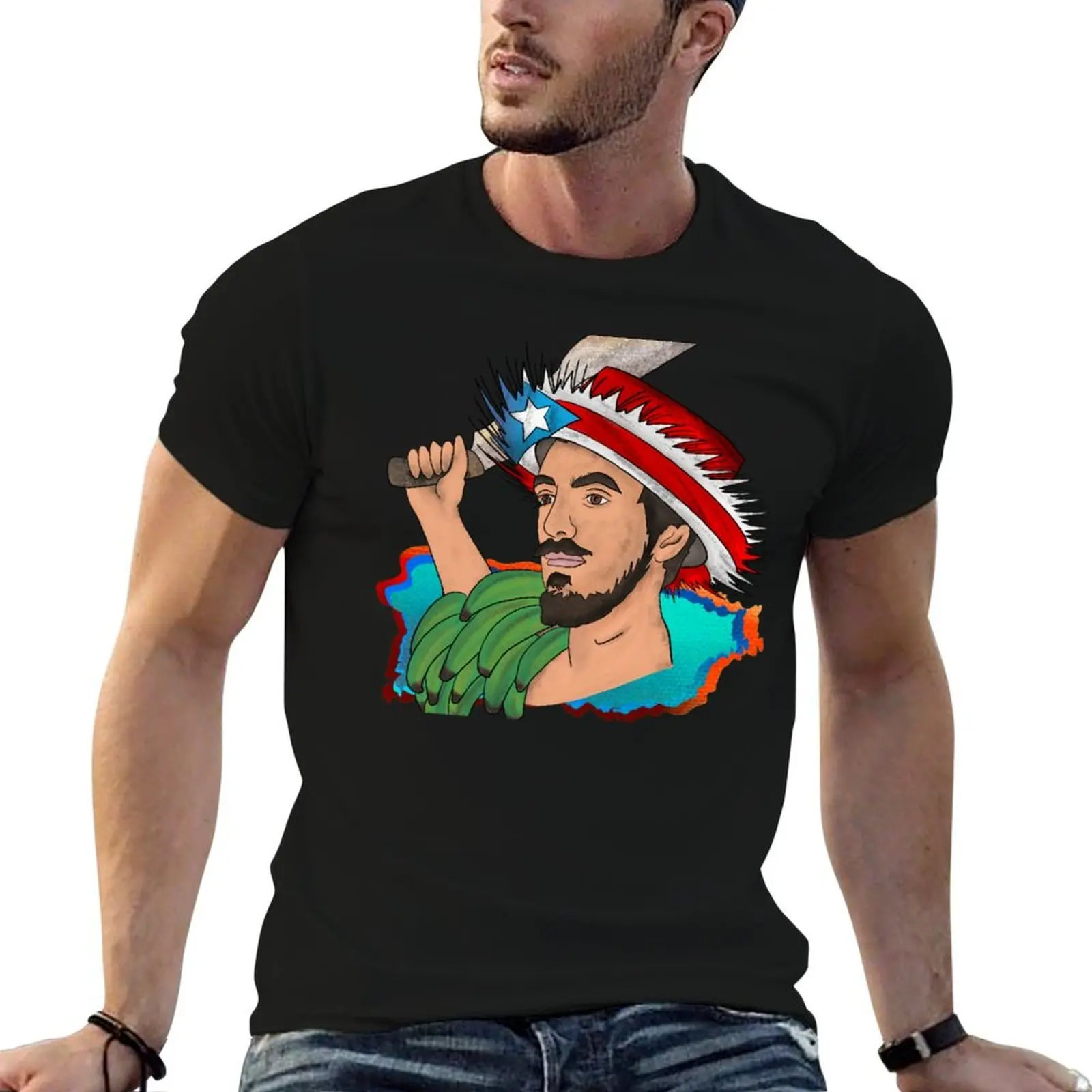 Jíbaro soy with machete in hand T-Shirt t shirt for man 100 percent cotton t shirt custom print T-Shirt