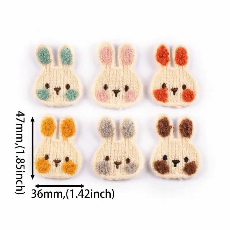 10pcs 36x47mm Multi Color Cartoon Rabbit Applique For Clothing Headwear DIY Decorative sewing Accessories Without Gum CP4170