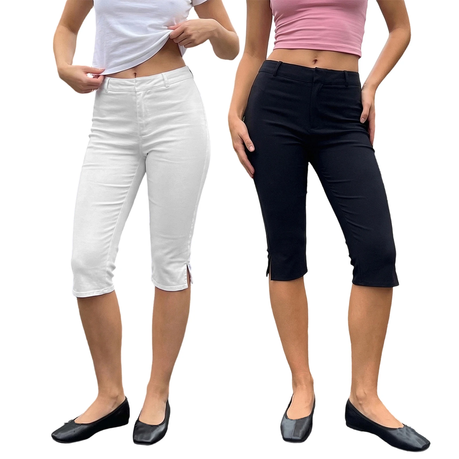 

Women's Casual Capri Pants, Low Waist Zebra Stripes/Solid Color 3/4 Leggings Shorts Daily Fitness Workout Shorts Yoga Leggings