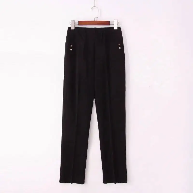 2025 Summer Straight Leg Trousers Middle Aged Women Casual High Waist Pant Korean Fashion Mother Pants