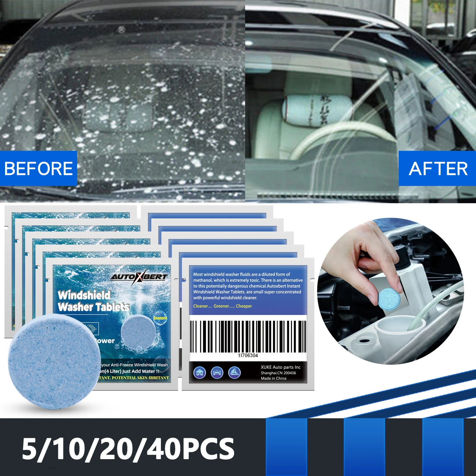 5/10/20/40PCS Car Windshield Wiper Glass Washer Auto Solid Cleaning Cleaner Compact Effervescent Tablet Window Clean Accessories