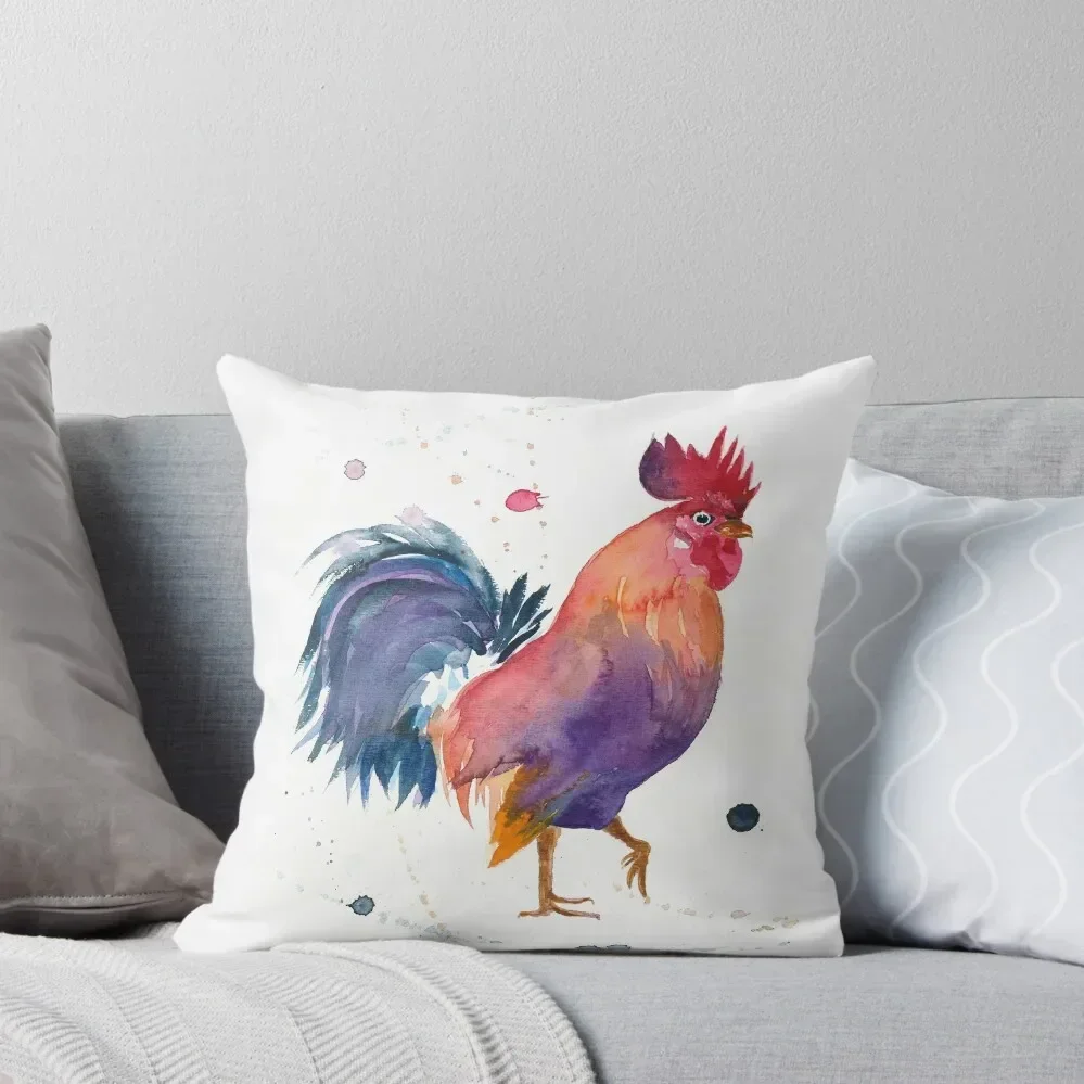 Rusty - Watercolour Rooster Throw Pillow christmas supplies Cushions For Sofa pillow