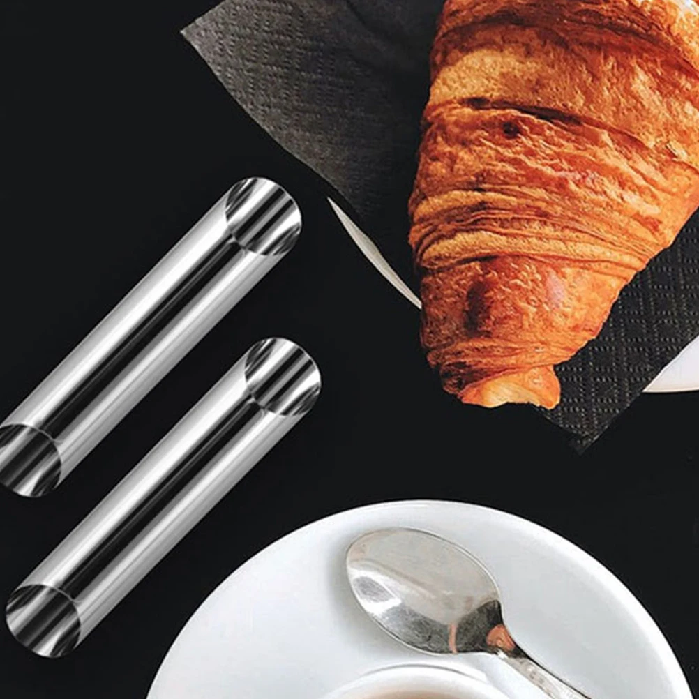 

6pcs Croissant Tool Stainless Steel Cannoli Mold Horn Baking Supplies Cream Roll Form Pastry Kit Bakery Tube Mold
