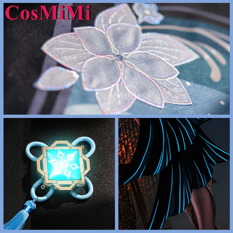 CosMiMi Shenhe Косплей Игра Genshin Impact Костюм Холодные цветы и роса Cheongsam Han Elements Карнавальная вечеринка Одежда для ролевых игр