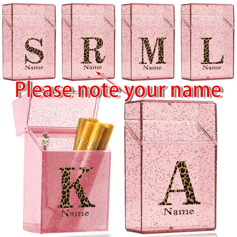 

Customized Name Crystal Cigarette Organizer Box Tobacco Container Personalized Smoking Accessories Wild Leopard Letter for Gift