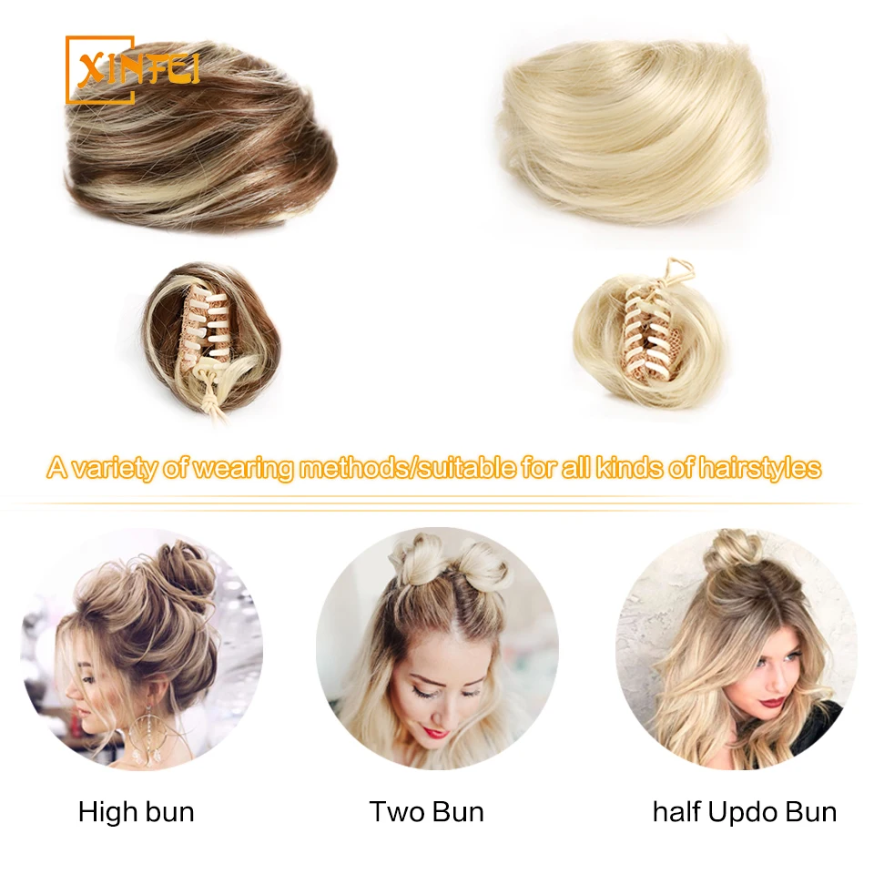 Mini Claw Clip in Messy Bun Hairpieces Claw Clip in Hair Bun Extensions for Women Girls Bun Hairpieces Updo Hair Accessories 1pc